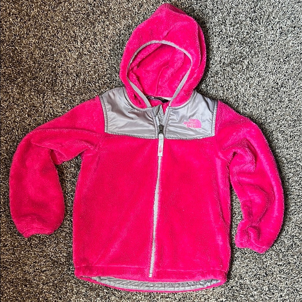 The North Face Kids' Pink and Gray Fleece Hoodie